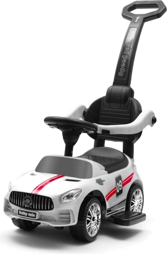 Laufrad für Kinder mit Schiebestange und Sounds BABY MIX Racer – weiß