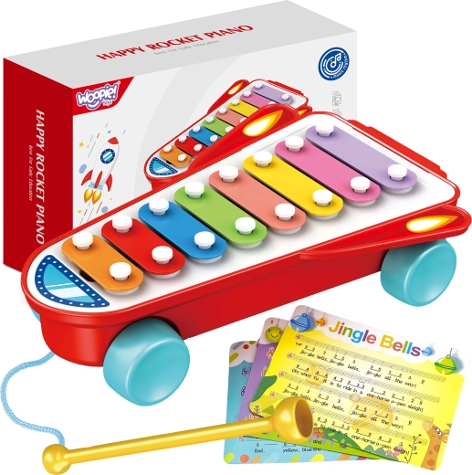WOOPIE Kinder Xylophon Kosmische Rakete Rot 18m+