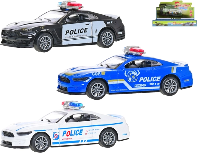Metall-Polizeiauto 1:36 mit Rückziehmotor, 11 cm