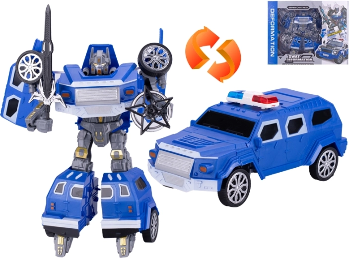 Polizeiauto, das sich in einen Roboter verwandelt, 31 cm