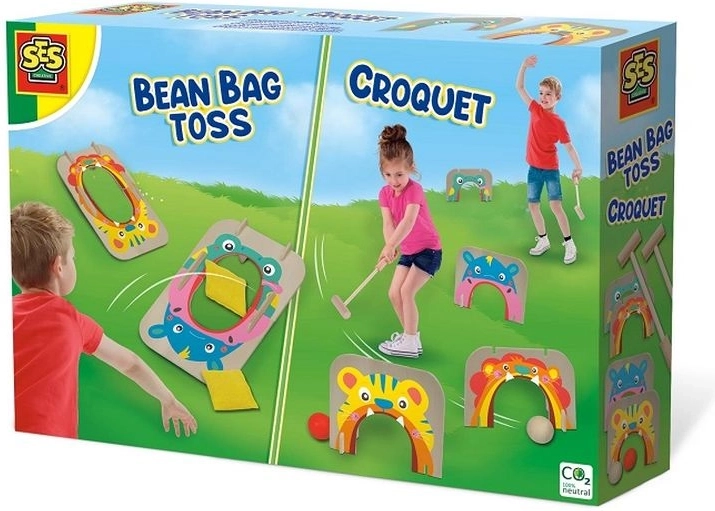 SES Outdoor-Spiel 2-in-1: Krocket und Beutelwurf