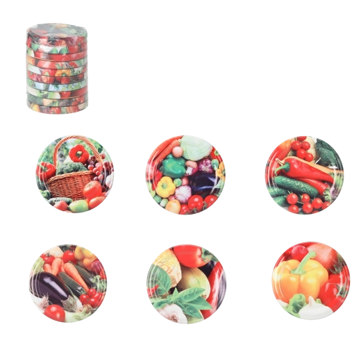 Set aus Einmachdeckeln 66 mm – Gemüsemix, 10 Stk.