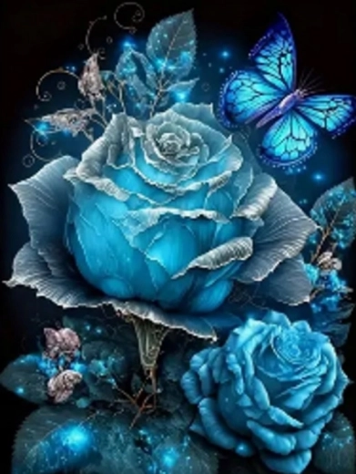 Diamantmalerei Blaue Rose 30x40 cm
