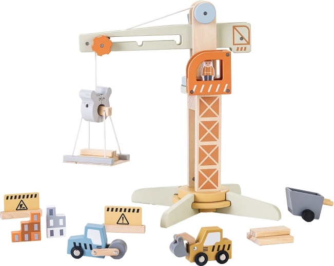 2Kids Toys Holz-Baukran mit Zubehör