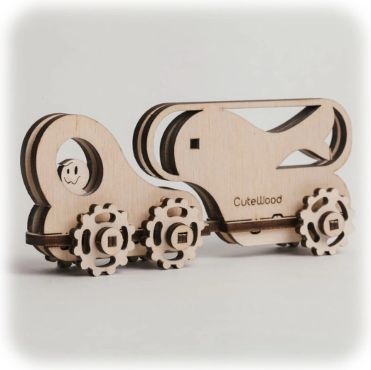 CuteWood Holz-3D-Puzzle Fischwagen