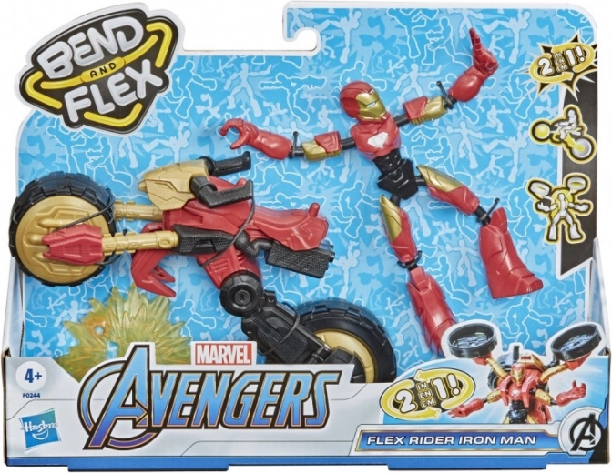 Hasbro Bend and Flex – Figur IRON MAN mit Motorrad
