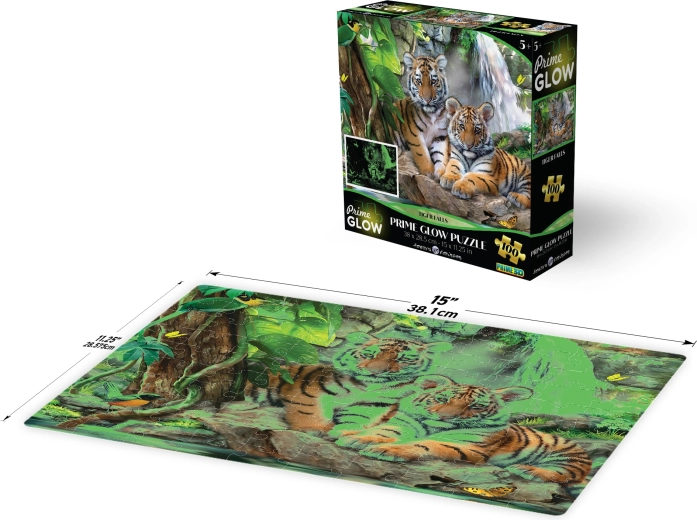 Leuchtendes 3D-Puzzle – Tiger am Wasserfall, 100 Teile