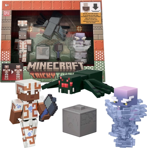Mattel Minecraft Tricky Trials Set mit 3 Figuren und Zubehör inklusive digitalem Code