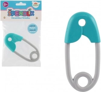 Babyrassel Sicherheitsnadel türkis-grau