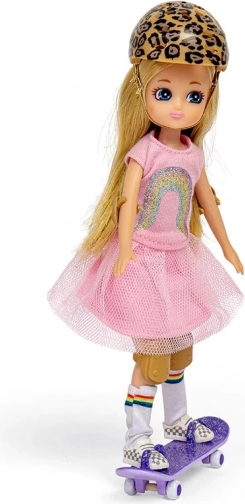 Lottie Puppe Skateboarderin mit violettem Skateboard