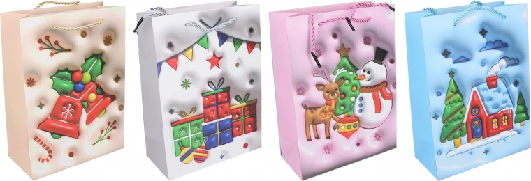 Weihnachtsgeschenktüte L 31 × 40 × 12 cm - 1 Stück