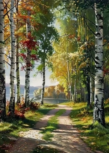 Norimpex Diamantmalerei „Weg durch den Wald am See“ 30 × 40 cm