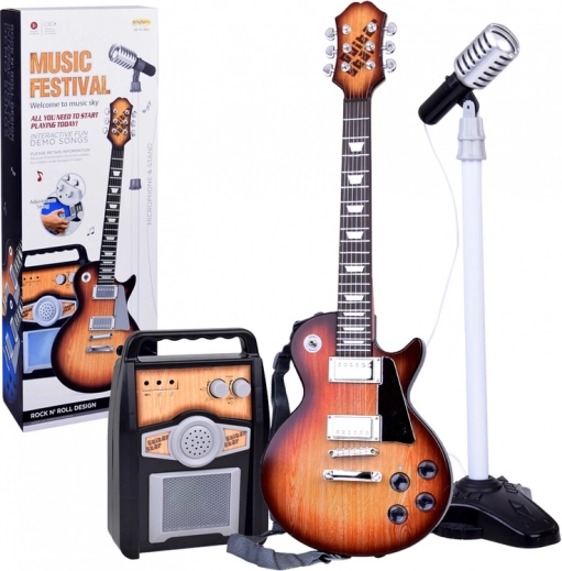Elektrische Gitarre mit Mikrofon und Verstärker für Kinder Karaoke