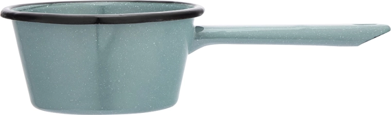 Konischer Stieltopf mit Griff und Ausgießtülle 12 cm, 450 ml, salbeigrün gesprenkelt