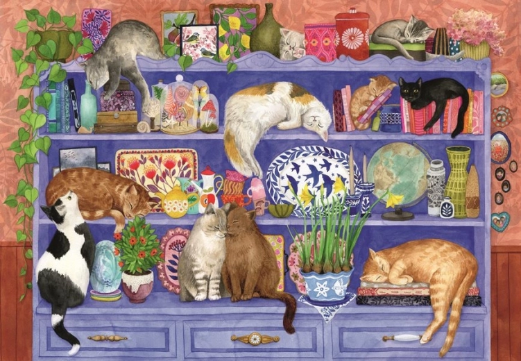 Puzzle Katzen im Regal 200 Teile