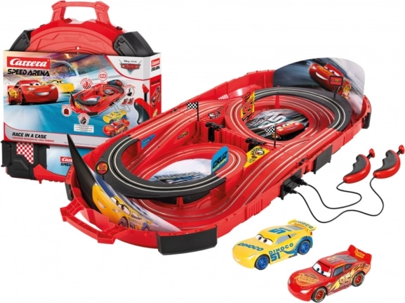 Carrera Speed Arena Rennbahn Disney Cars 2,77 m im tragbaren Koffer