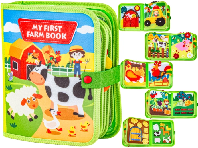 Filz-Aktivitätsbuch Fröhliche Farm mit Klappen und Klett-Teilen