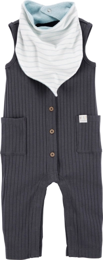 Carter’s 2-teiliges Set: ärmelloser Strampler und Lätzchen in Charcoal für Jungen