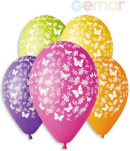 Gemar pastellfarbener Latexballon mit Schmetterlingsdruck 30 cm – 1 Stück