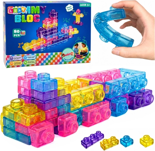 Transparente elastische Gummi-Bausteine, 88 Teile