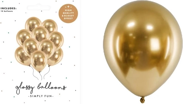 Goldene Glosy-Luftballons, glänzend, 30 cm, 10 Stück