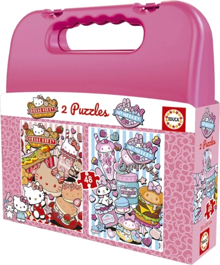 EDUCA Puzzle im Koffer Hello Kitty und Freunde 2 × 48 Teile