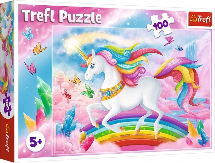 Einhorn-Puzzle 100 Teile – In der kristallinen Welt der Einhörner Trefl