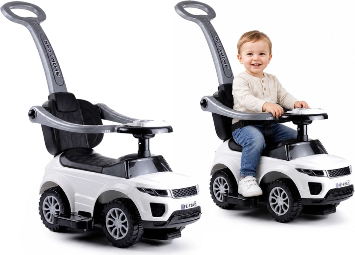 Kinder-Rutschfahrzeug mit Schiebestange Sport Car, weiß