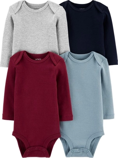 Carter’s Baby-Body mit langen Ärmeln für Jungen, Mix, 4 Stück (Gr. 46)