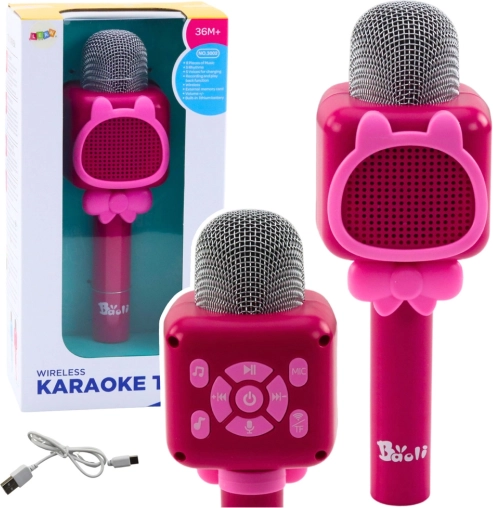 Kabelloses Bluetooth-Karaoke-Mikrofon mit Stimmverzerrer – rosa