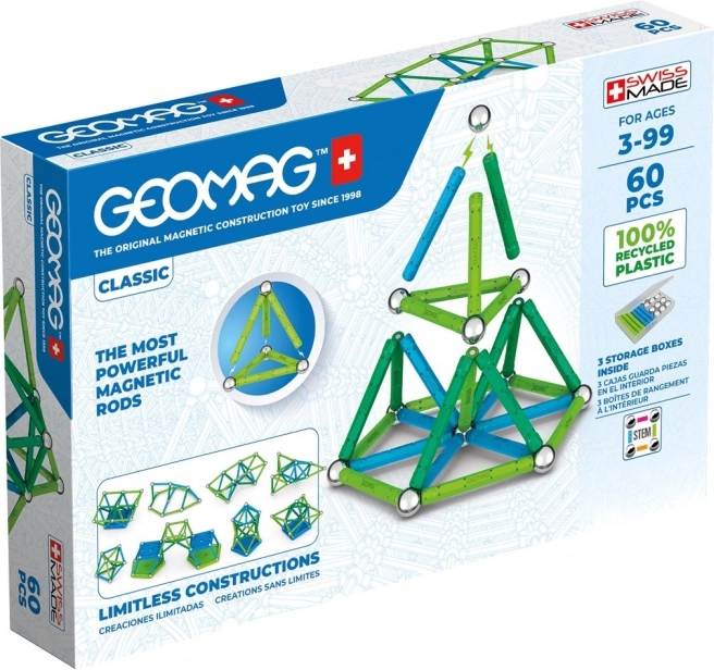 Klassische magnetische Würfel Geomag Recycled, 60 Teile