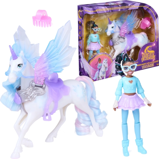 Spin Master Unicorn Academy Magie der Flügel – Puppe Layla und Einhorn Glacier mit Zubehör