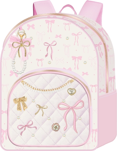 Deluxe-Rucksack mit Schleifenmotiv in Weiß und Rosa