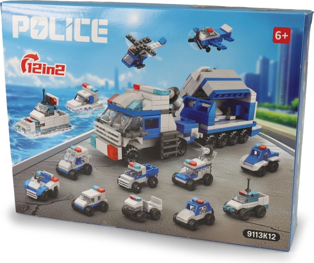 Polizei-Bausatz mit 12 Fahrzeugen - 1 Stück