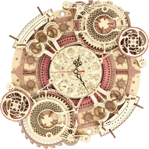 3D Holzmechanisches Puzzle Uhr mit Kalender