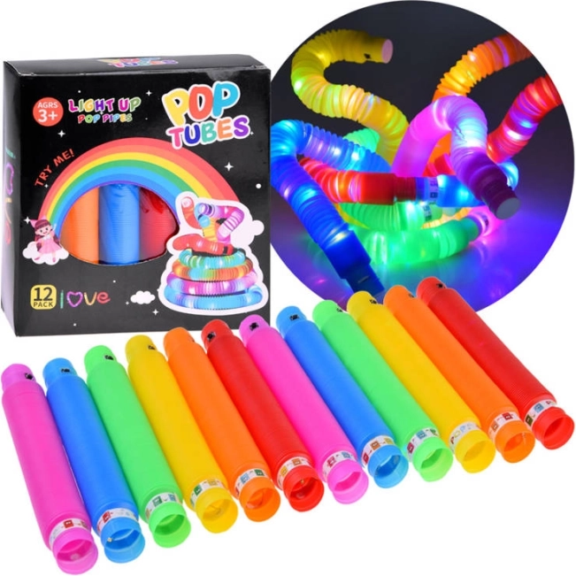 POP TUBE Leuchtende LED Sensorische Röhren 12 Stk