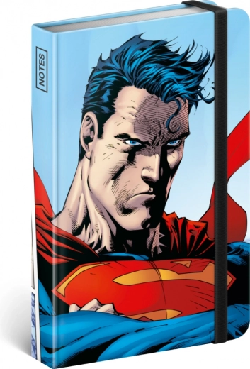 Liniertes Notizbuch Superman A6 World Hero, 172 Seiten, feste Bindung und Gummiband