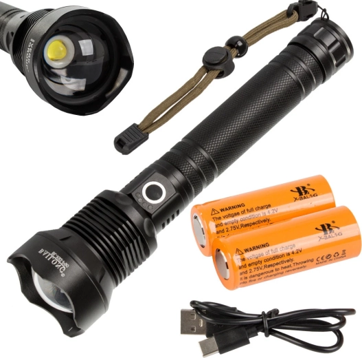Bailong Militärische Taktische LED-Taschenlampe mit Powerbank