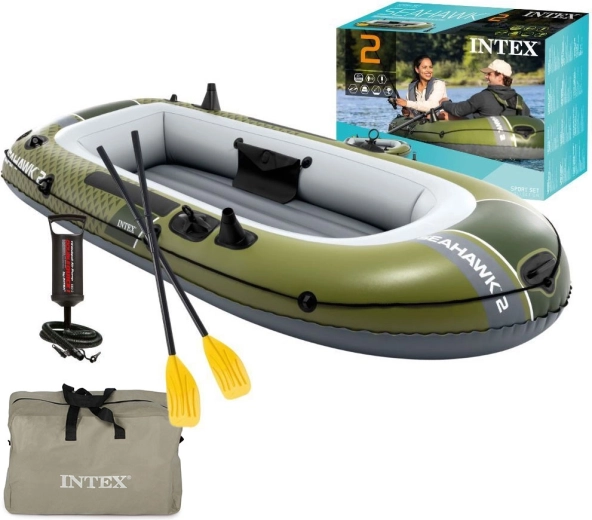 aufblasbares Boot Seahawk 2 für 2 Personen mit Pumpe und 2 Paddeln Intex