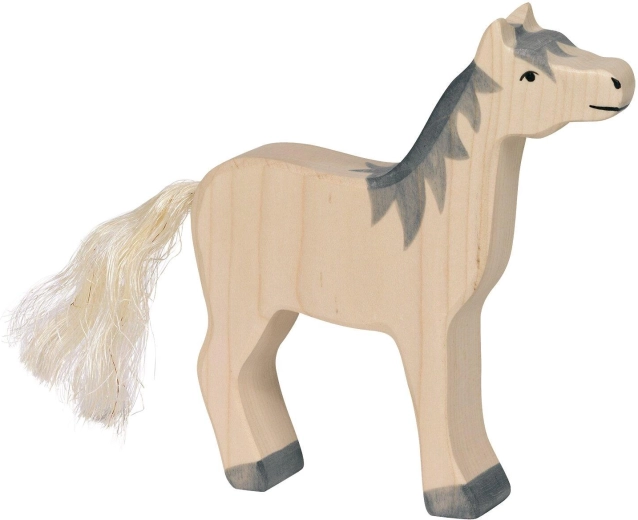 Pferd mit erhobenem Kopf, graue Mähne HOLZTIGER – 1 Stück