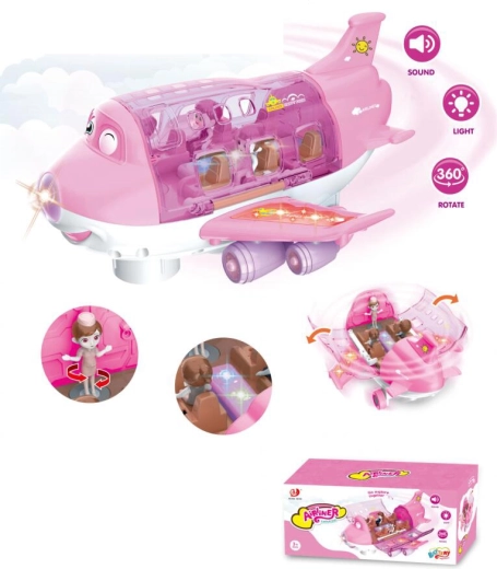 Interaktives aufklappbares rosa Flugzeug mit Puppen