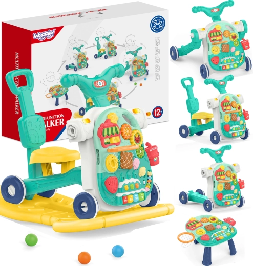 Multifunktionaler 5-in-1-Lauflernwagen WOOPIE BABY blau 1+