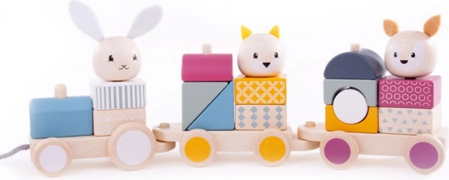 Bigjigs Baby Holz-Zug zum Ziehen mit Tieren aus FSC-Holz