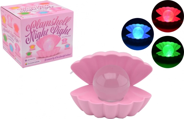 Leuchte Muschel mit Perle, die ihre Farbe ändert