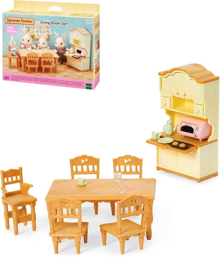 Sylvanian Families Esszimmer mit Tisch, Stühlen und Anrichte