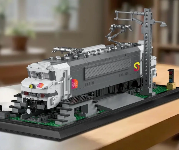 Ausstellungsszene mit Eisenbahnelementen