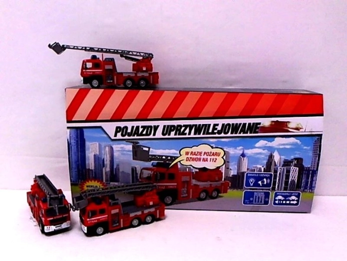 Feuerwehrauto mit Sound und ausziehbarer Leiter 14 cm