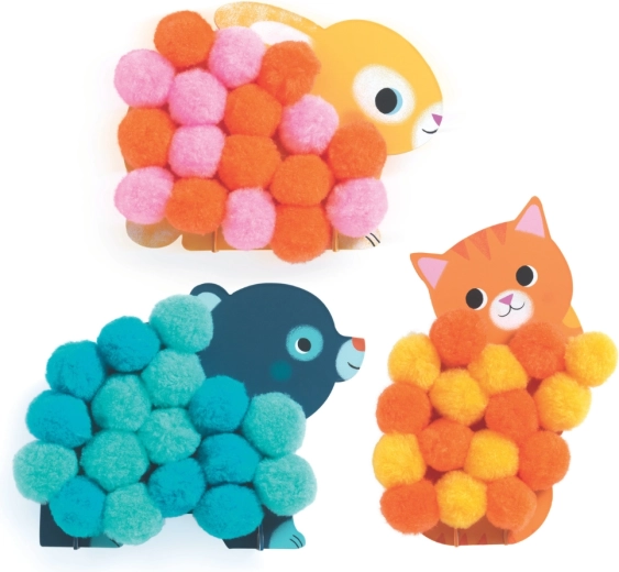 Weiche, haptische Collage aus Pompoms