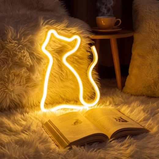 Neon-LED-Lampe Katze mit warmweißem Licht