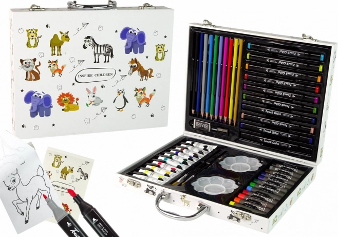 Grundlegendes Kunstset für Kinder im Koffer – 68 Teile